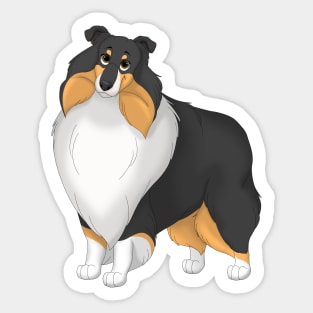 White, Black & Tan Rough Collie Dog Sticker